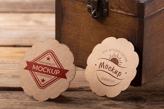 Close up on vintage label mockup