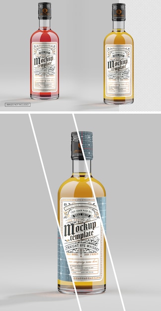 Close up on Whiskey Glass Bottle Mockup