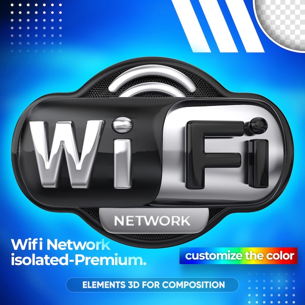 PSD close up on wifi network 3d render design