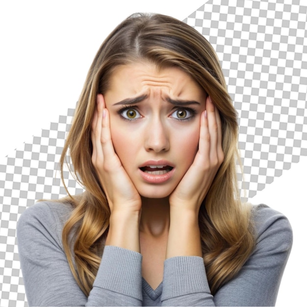 PSD close up of woman having a mental breakdown on transparent background