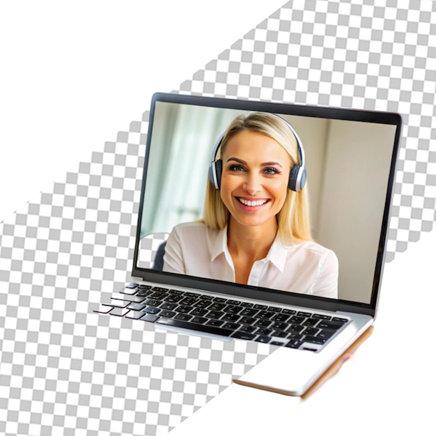 PSD close up woman in video conference