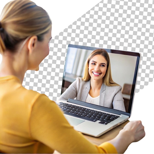 PSD close up woman in video conference