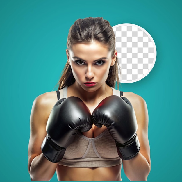 PSD close up woman wearing boxing gloves