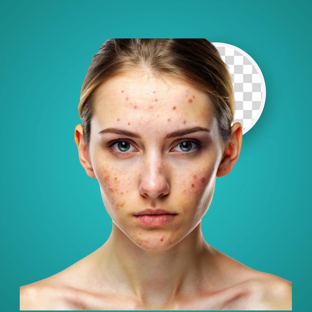 PSD close up woman with acne posing