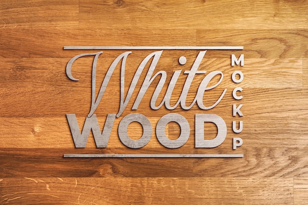 Close up wood logo design mockup