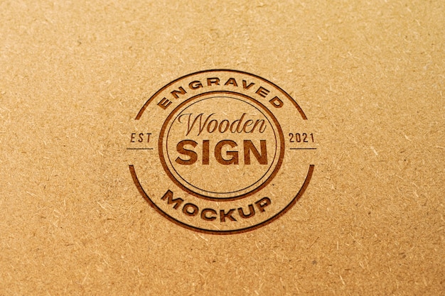 Close up wood logo design mockup