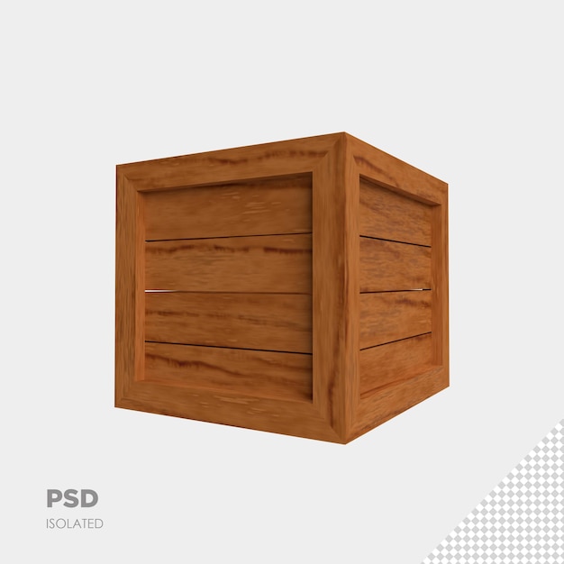 close up on wooden box 3d isolated premium psd