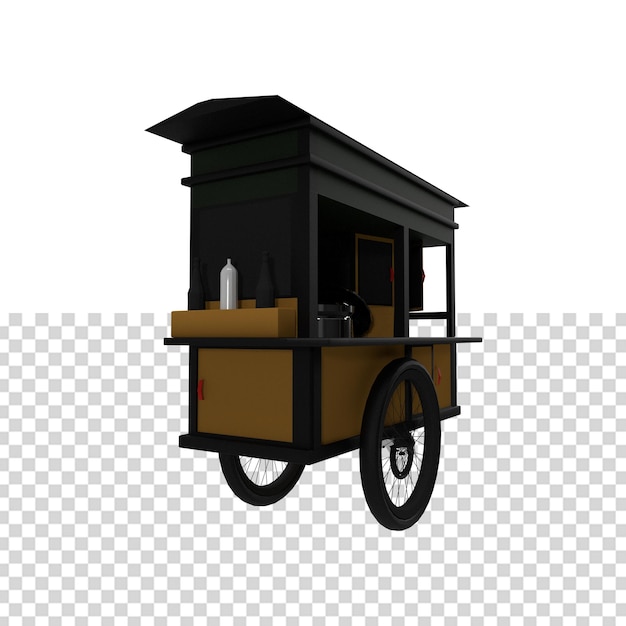 Close up on wooden food cart Isolated