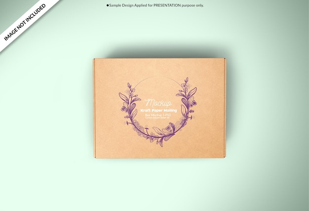 Closed rectangular kraft paper mailing box packaging mockup.