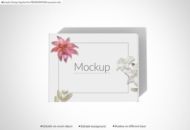 Closed rectangular packaging box mockup