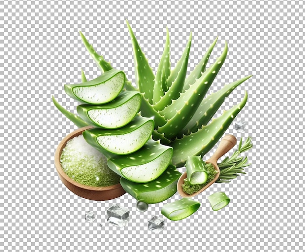 Closeup Aloe Vera slice isolated transparent background premium psd