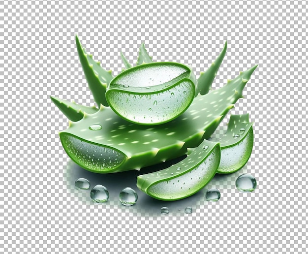 Closeup Aloe Vera slice isolated transparent background premium psd