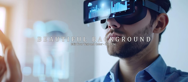 Closeup of businessman holding virtual glasses