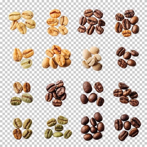 Closeup of coffee beans international coffee day isolated on transparent background