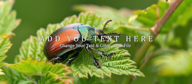 PSD a closeup of a colorful beetle on a leaf