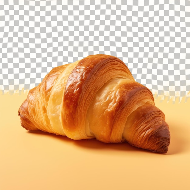 Closeup of a croissant a baked goods in French cuisine on a transparent