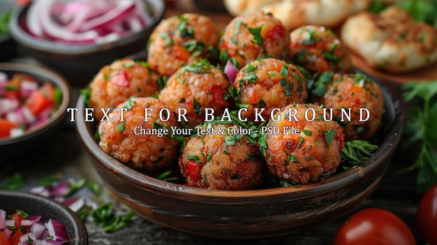 Closeup of Fried Rice Balls with Parsley Garnish in a Brown Bowl