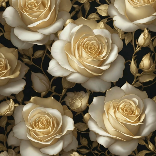 PSD closeup of a gold rose pattern