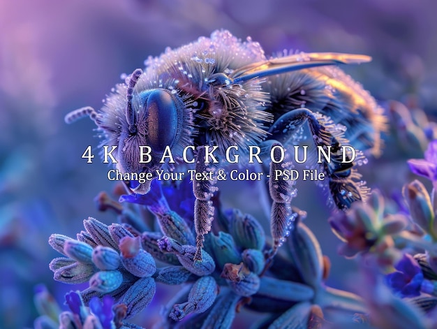 Closeup of a Honeybee on a Purple Lavender Flower