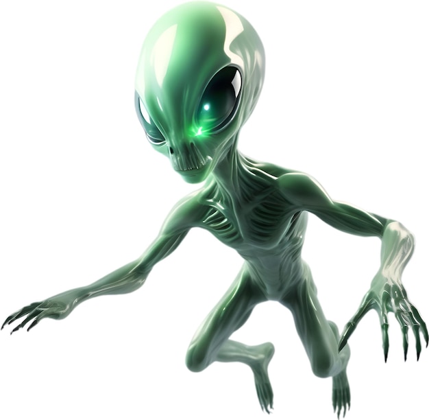 Closeup image of a skinny Alien