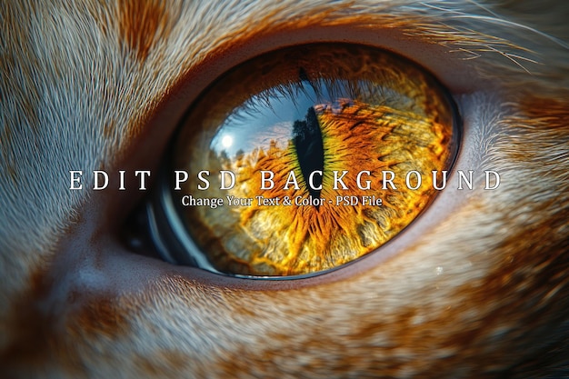 PSD a closeup look into a cats golden eye