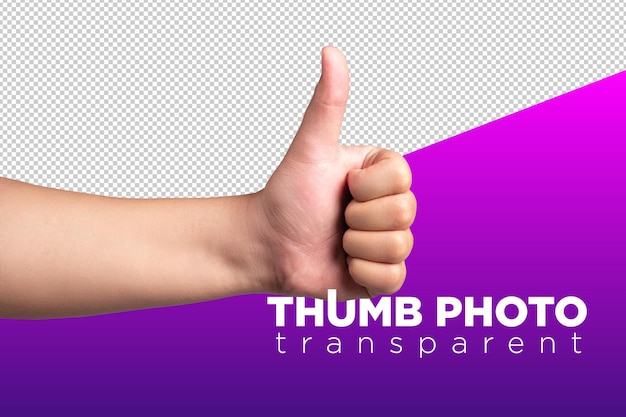 PSD closeup of male hand showing thumbs up sign against transparant background