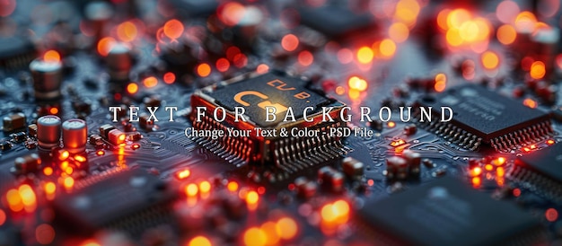 PSD closeup of a microchip with red lights