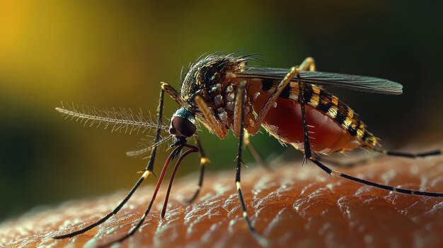 PSD closeup of a mosquito biting skin