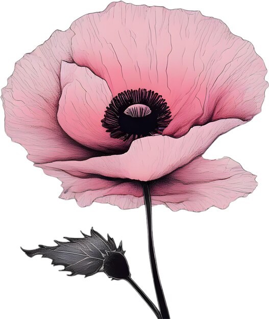 Closeup painting of poppy flowers