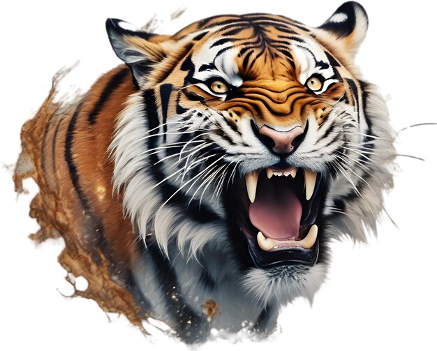 Closeup painting of a tiger