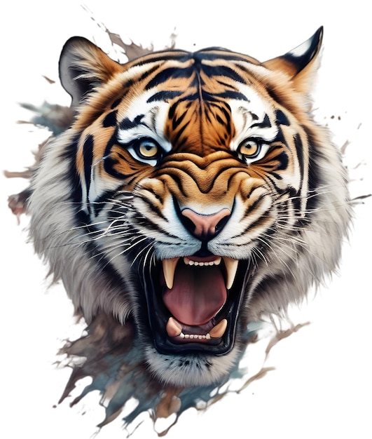 Closeup painting of a tiger