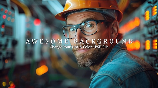 Closeup Portrait of a Man in a Hard Hat