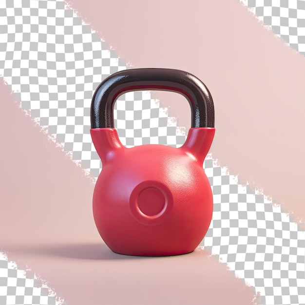 Closeup of a red kettlebell handle on transparent background