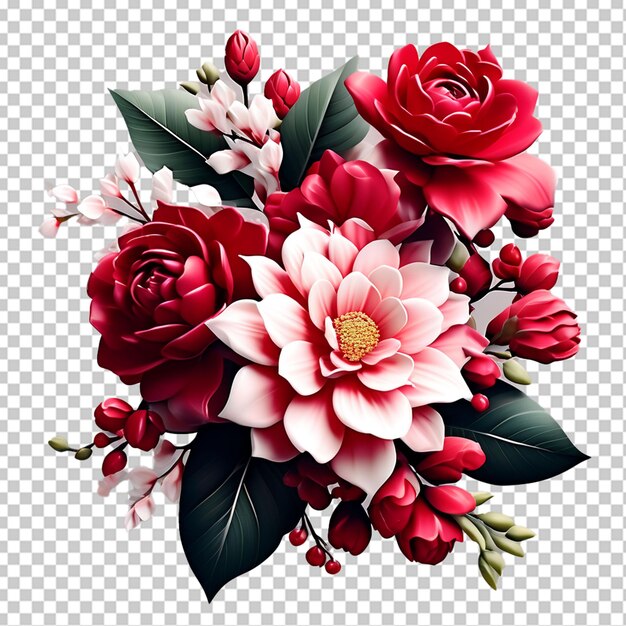 Closeup of rose bouquet against png background