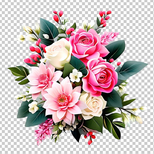 Closeup of rose bouquet against png background