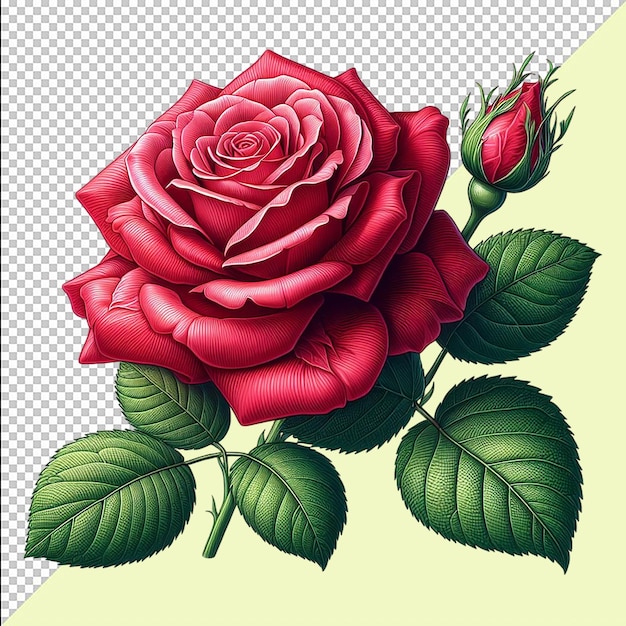 Closeup shot of a Colorful Red Rose flower png isolated on transparent background