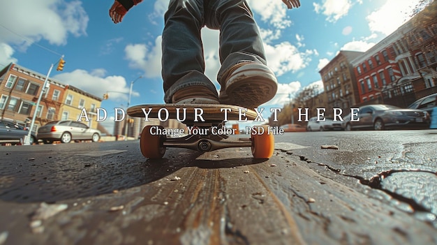 closeup of skateboarding