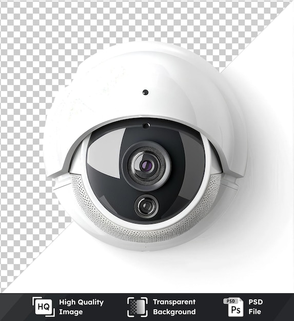 Closeup smart home security camera isolated on transparent background