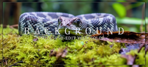 PSD closeup of a snake in green foliage