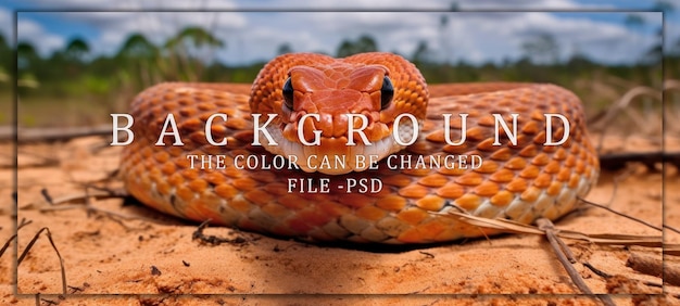 PSD closeup of a striking orange snake