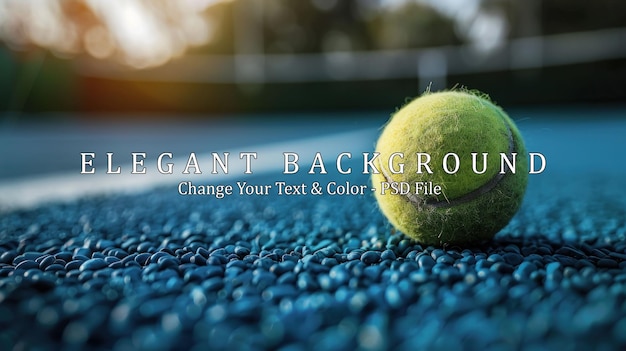 PSD closeup of tennis ball laying on tennis court