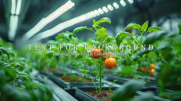 PSD closeup of tomato plants in a greenhouse