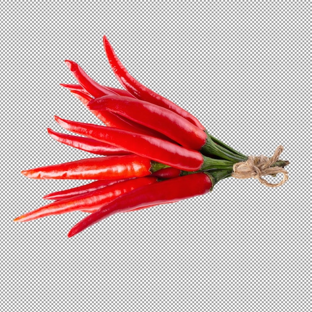 Closeup top view red chili pepper isolated on an alpha background