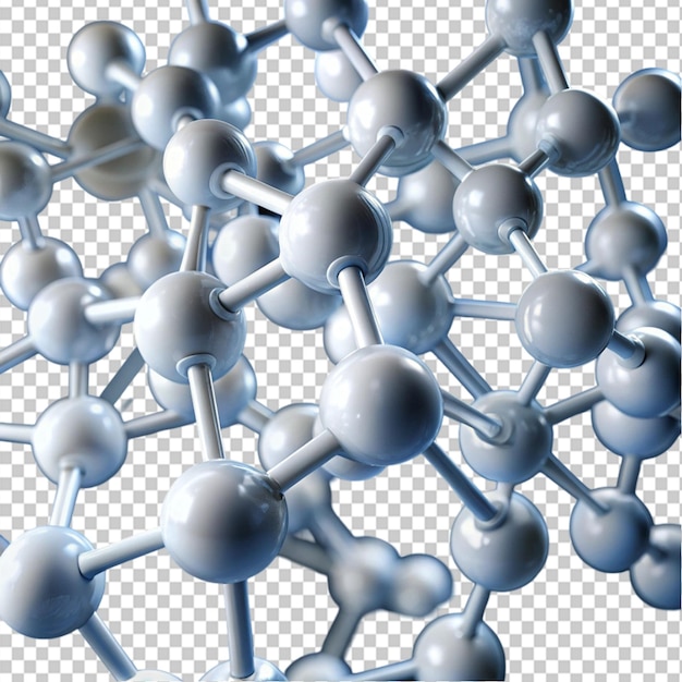 PSD a closeup of a white molecule structure on transparent background