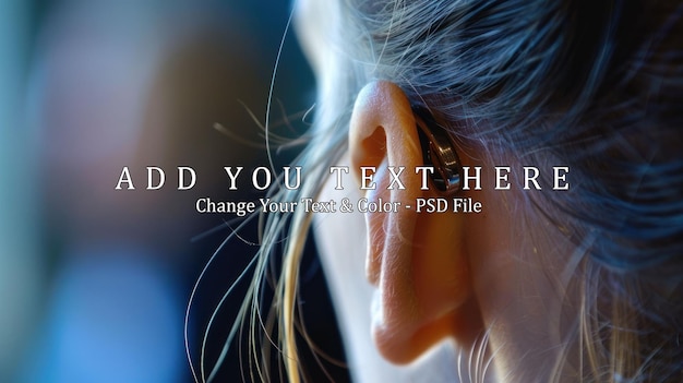 PSD closeup of a womans ear with a silver hoop earring