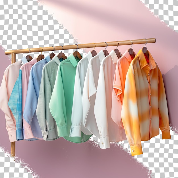 Clothes including a colorful shirt on transparent background