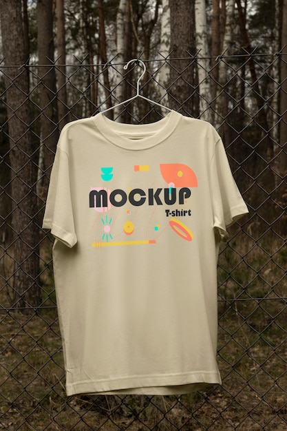 Clothes mockup hung outdoors