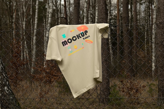 Clothes mockup hung outdoors