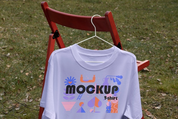 Clothes mockup hung outdoors