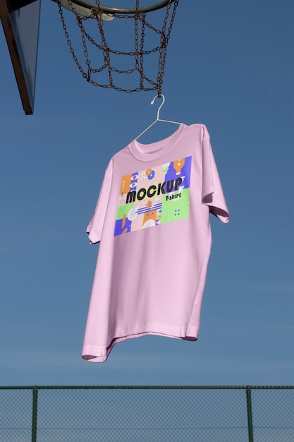 Clothes mockup hung outdoors